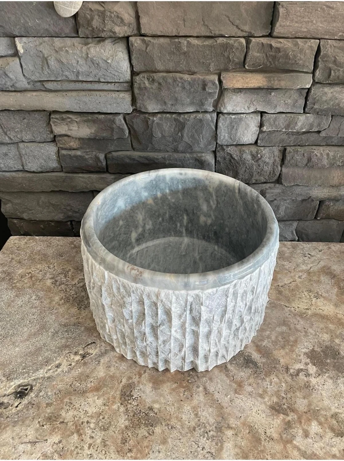 Gri Mermer Patlatma Modelli Hamam Kurnası