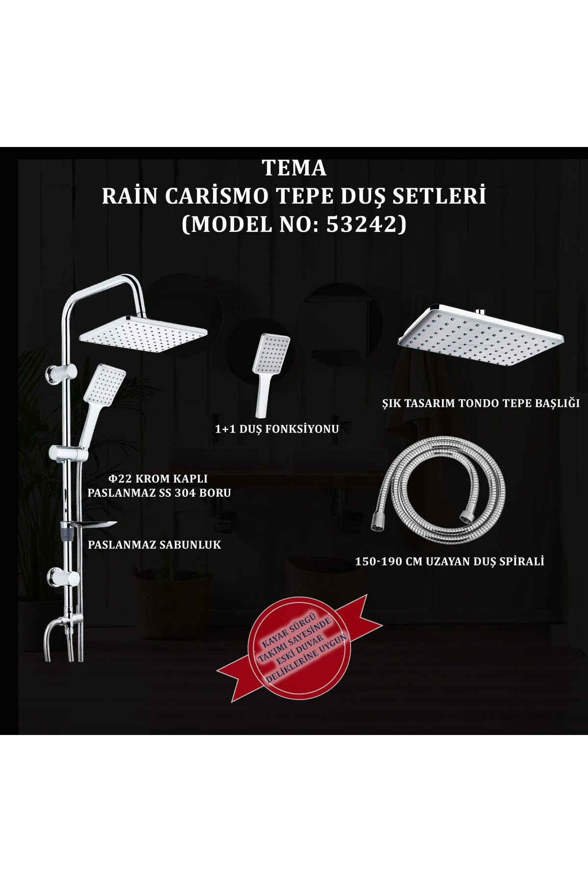 Rain Carismo Tepe Duş Setleri (MODEL NO: 53242)