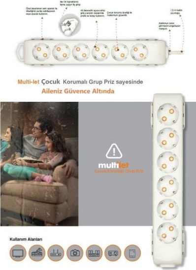 4'lü Priz 3 Metre Siyah Renkli (90133403)