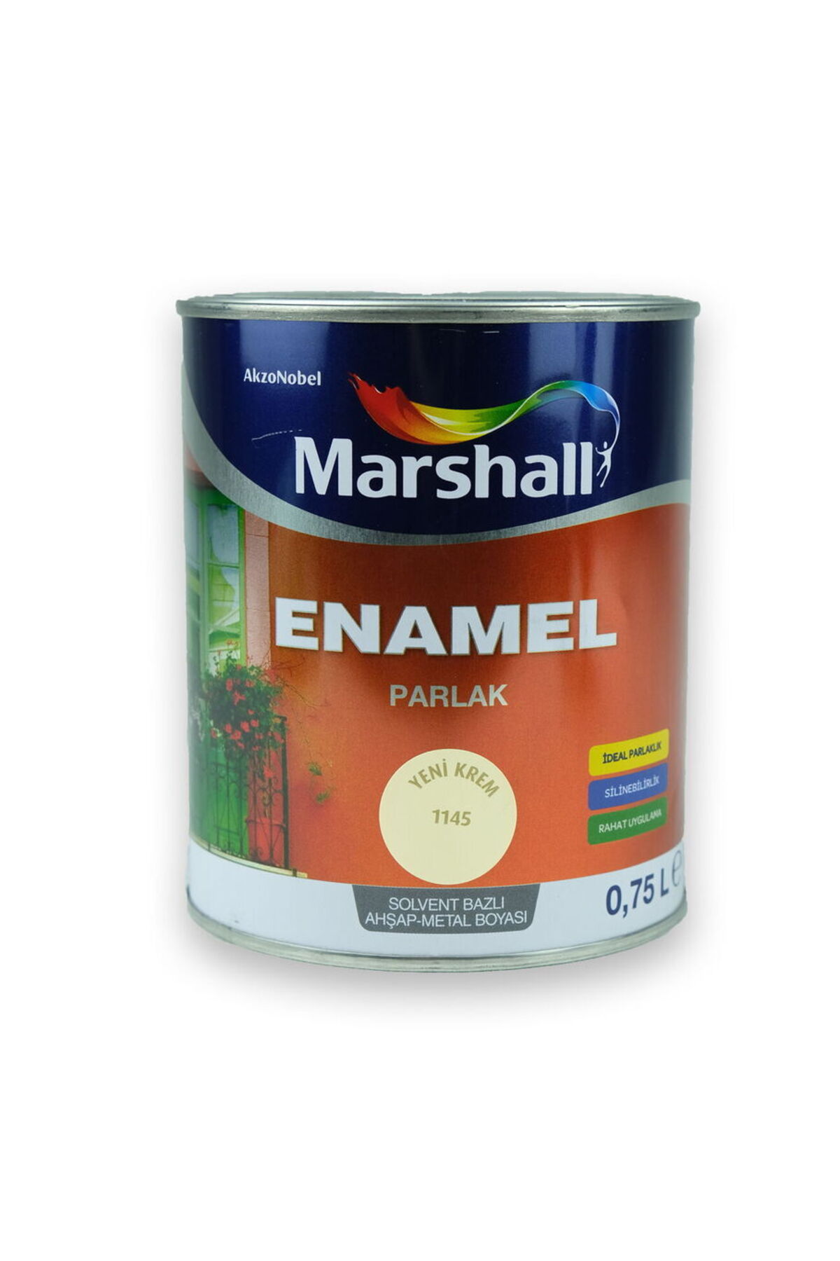 Enamel Parlak Ahşap Metal Boyası Krem 0,75 L