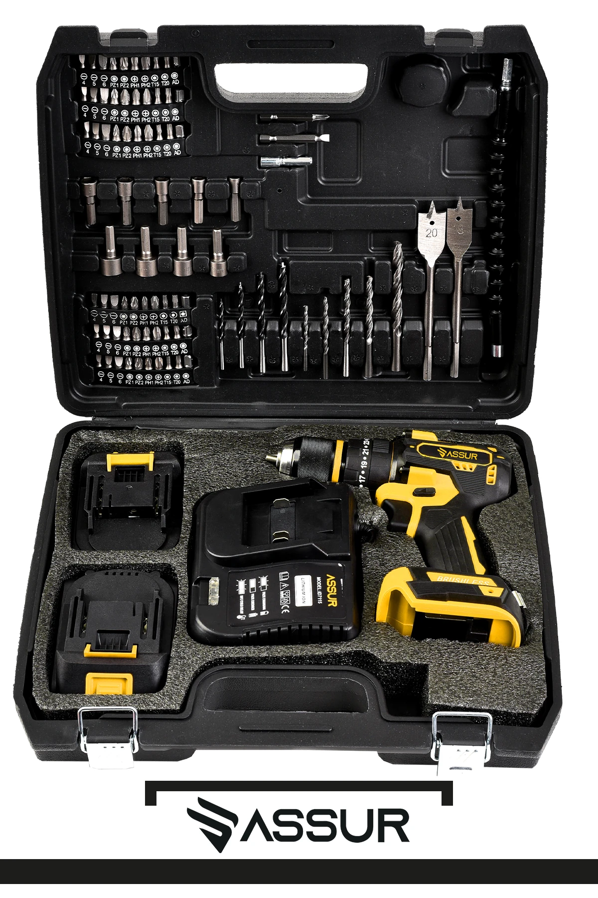 21v Bakır Sargı Kömürsüz Motor Çelik Mandren Darbeli Şarjlı Matkap Akülü Vidalama