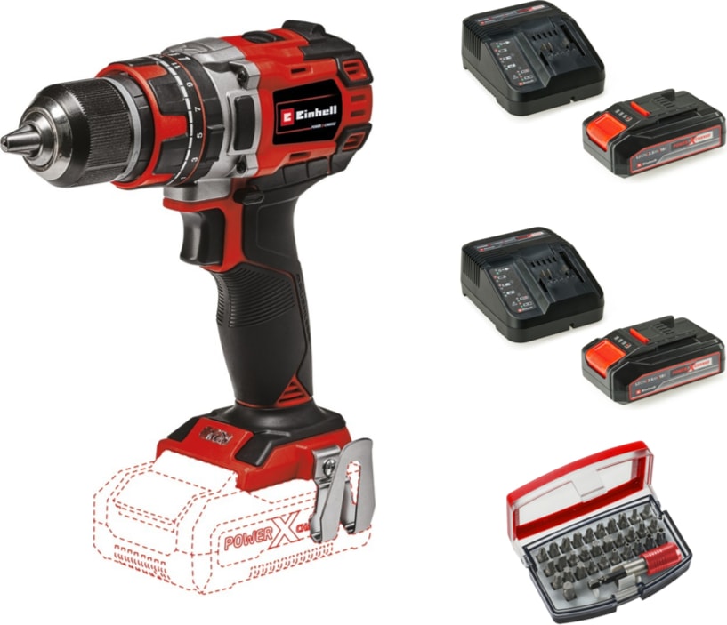 EİNHELL Tp-Cd 18/50 Li-I Bl Solo Akülü Vidalama Seti + 2 x 2.5 Ah Starter Kit + Kwb 32 Parça Bits Uç