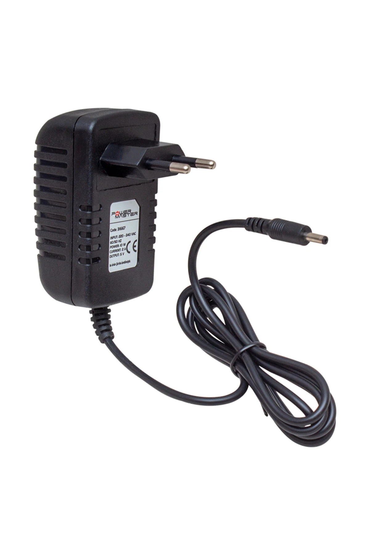 POWERMASTER PM-31667 5 VOLT 2 AMPER PLASTİK KASA PRİZ TİPİ ADAPTÖR 3.5*1.35 UÇ (ANDROID BOX İÇİN)