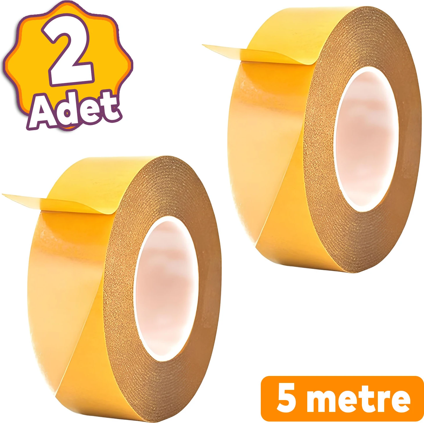 (2 Adet) Kaydırmaz Kaymaz Çift Taraflı Yapıştırma Sabitleme Kilim Paspas Halı Bandı 48 mm x 5 mt Bant