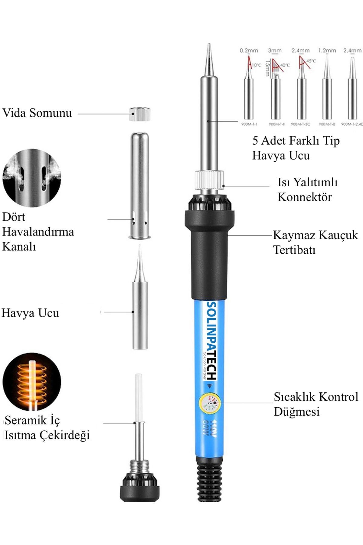 60w Sıcaklık Ayarlı Kalem Havya Profesyonel Seçimler Için Lehim Makinesi Full Seti