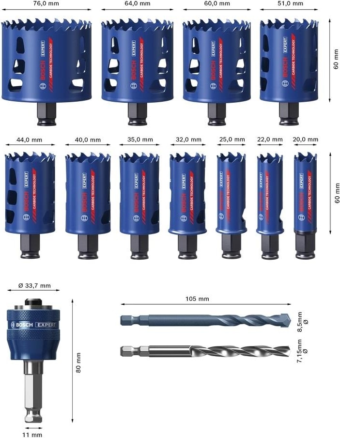 BOSCH Expert 14 Parça Sert Malzemeleri Için Panç Seti 2608900447