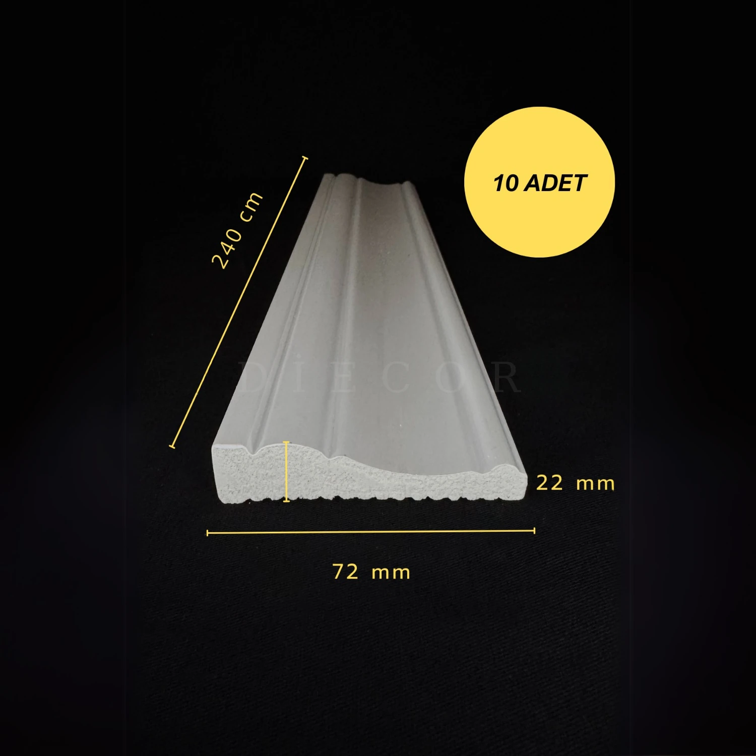 Dekoratif Boyanabilir 10 Adet 7 cm Polistren Süpürgelik