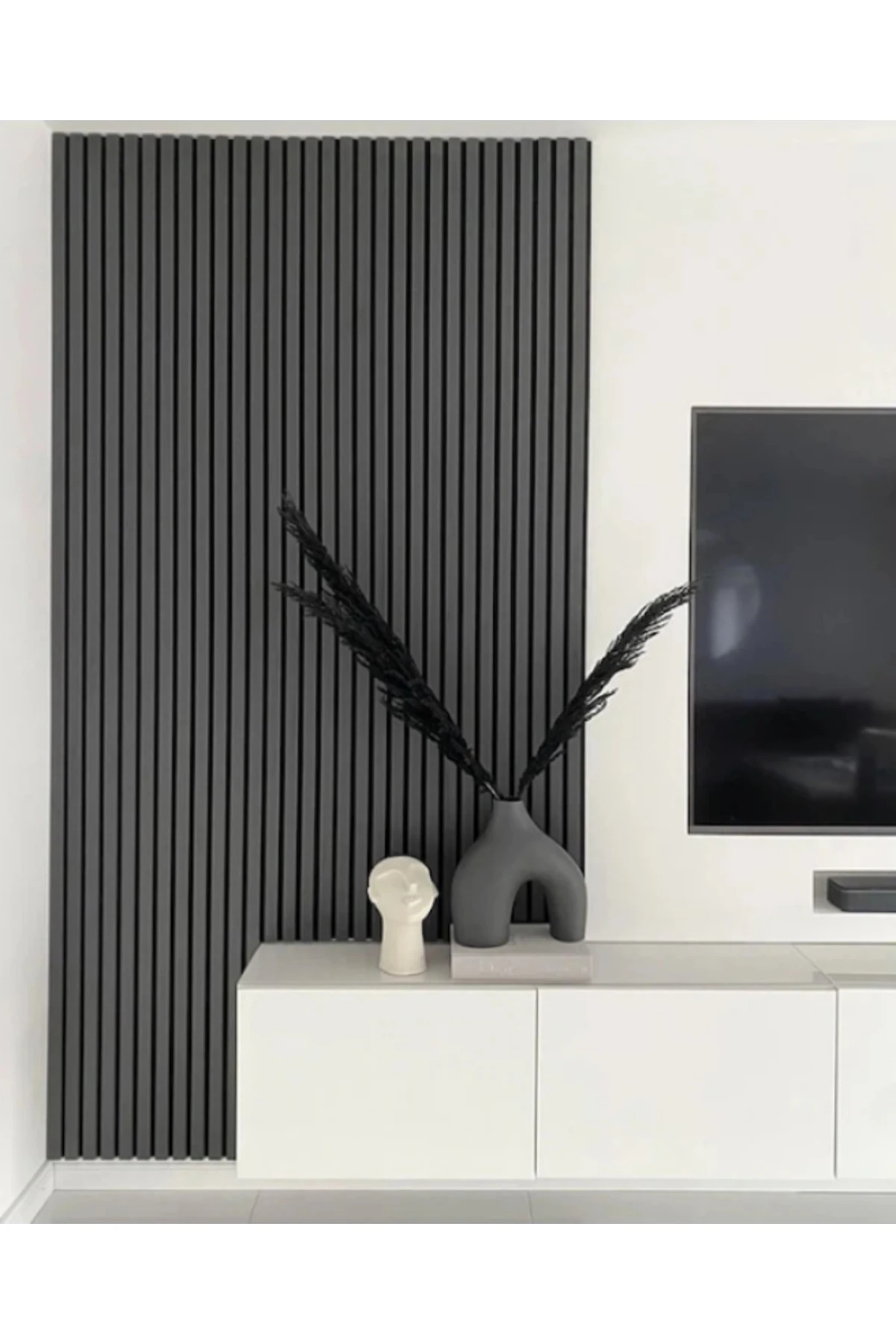 240 CM 12 ADET KENDİNDEN YAPIŞKANLI 8 MM AHŞAP ÇITA - ANTRASİT GRİ