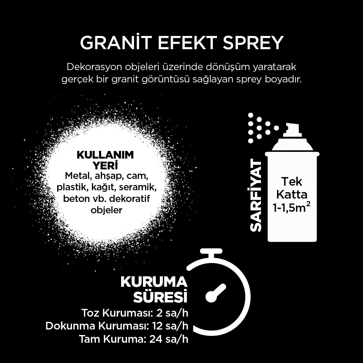 Granit Efekt Beyaz Sprey Boya 400 ml