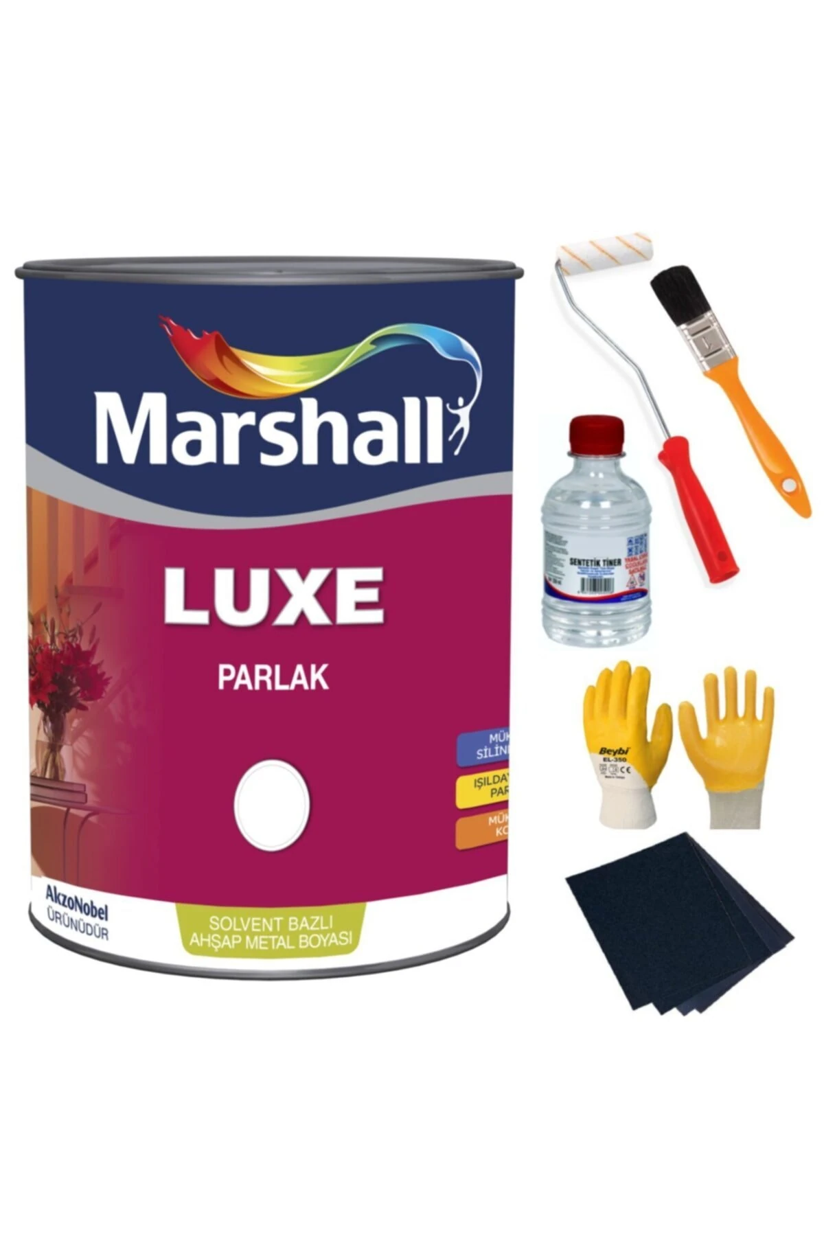 Luxe Parlak Yağlı Boya-0.75lt=1kg-ahşap-demir-plastik Boyamada Mükemmel Sonuç+boyama Seti