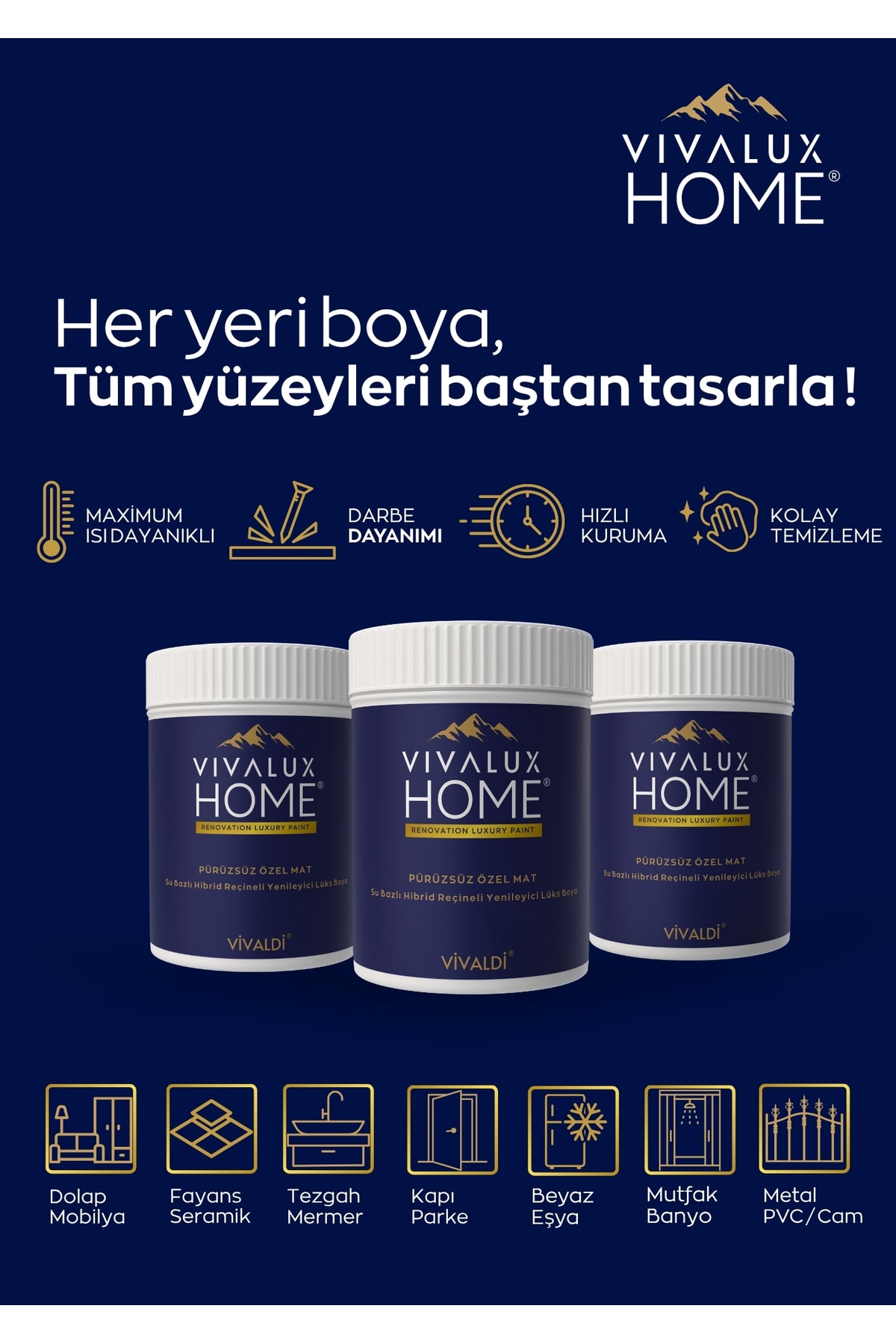 Tüm Yüzeylere Uygun Su Bazlı Lüks Dönüşüm Boyası 1LT - Dolap - Mobilya - Fayans - Mutfak-Banyo
