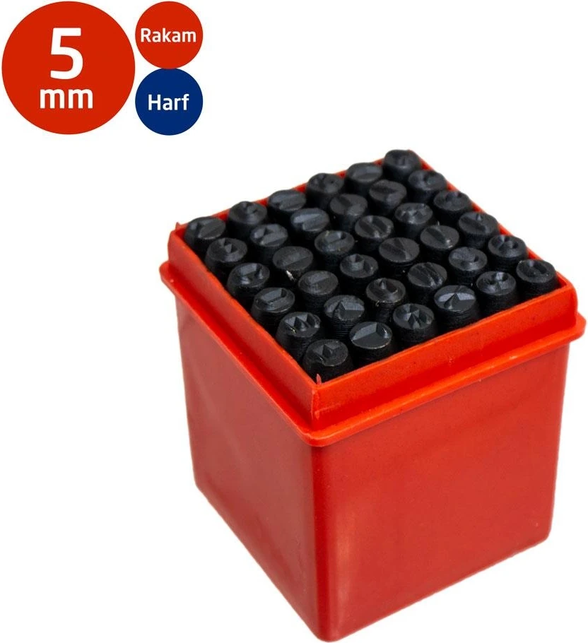PT03043 Çelik Harf Rakam Zımba Takımı 5 mm (36 Parça)