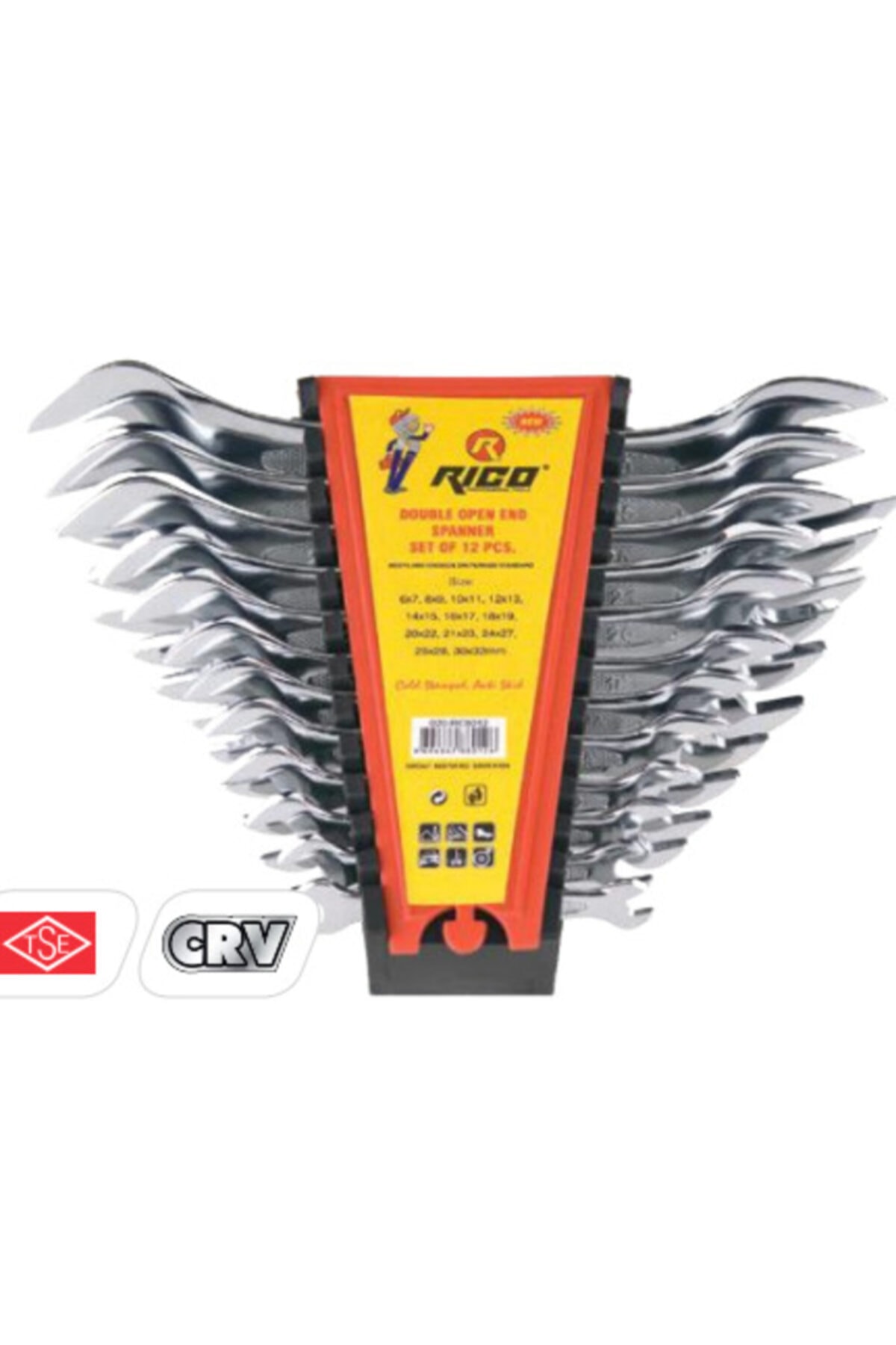 020-RC8012 12PC Ekstra Düz Kısa Açık Ağız Anahtar Seti