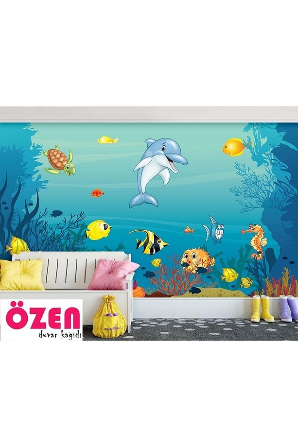 Denizaltı Mutlu Balıklar Çocuk odası Duvar Kağıdı