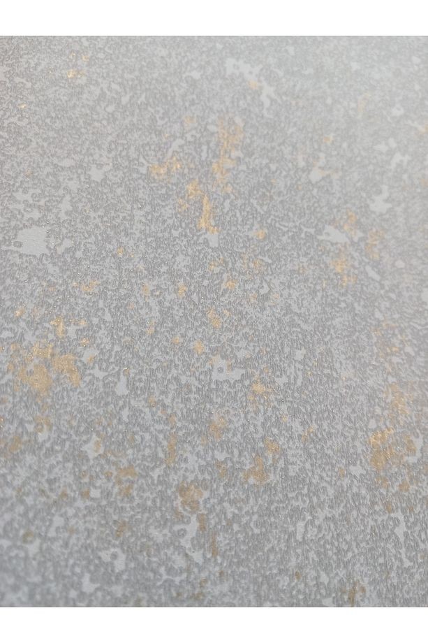 Kırçıllı Açık Gri Üzerine Gold Detaylı Silinebilir Duvar Kağıdı (16m2)