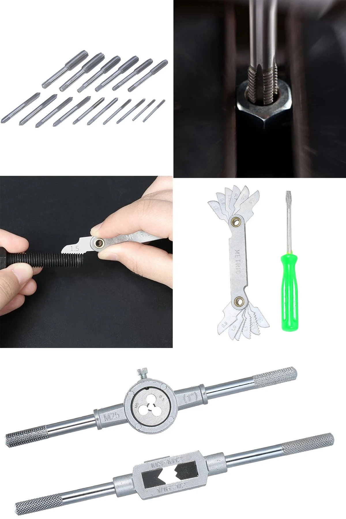 40 Parça Klavuz Pafta Seti Metrik Set İnce Diş Açma Seti 40 Parça Profesyonel Set