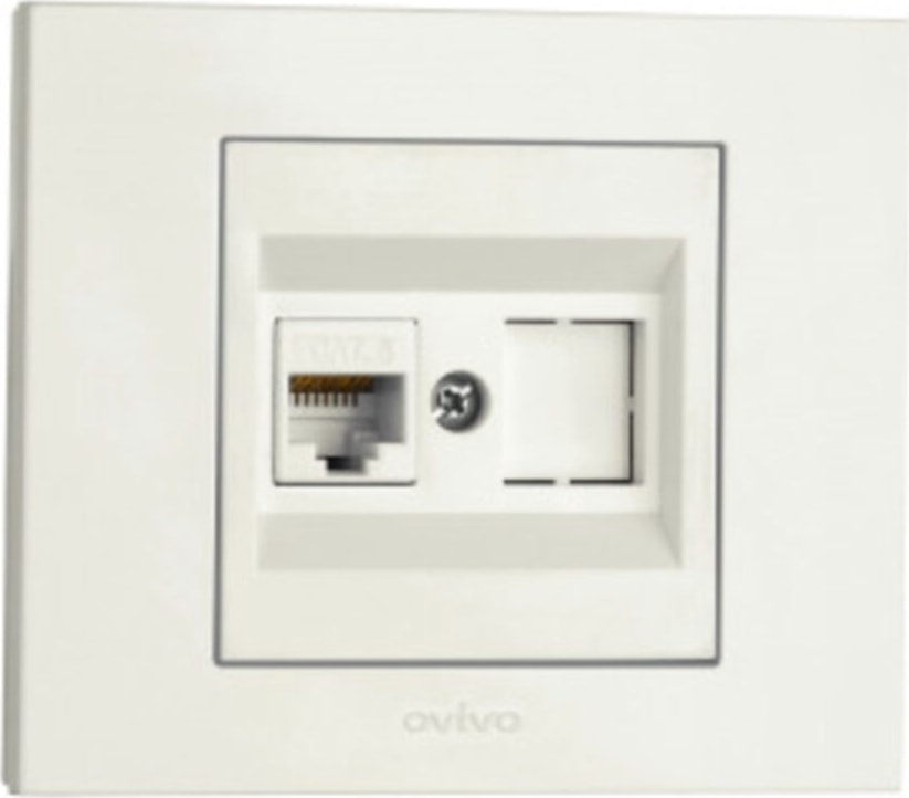 Grano Beyaz Data Prizi+ Çerçeve (1*cat6 RJ45 Jaklı)