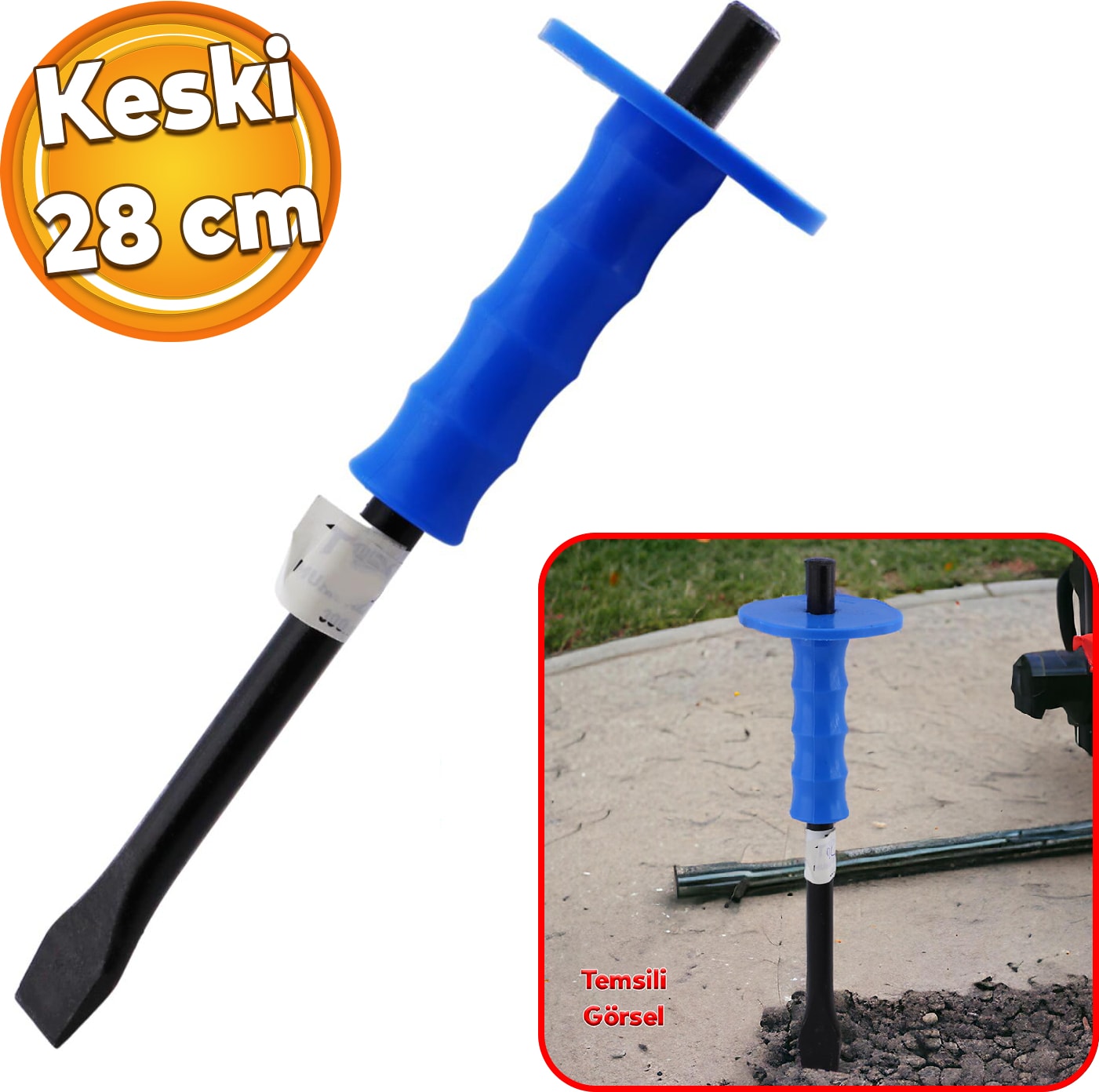 Murç Düz Uç Kırıcı Keski Beton Kaya Taş Maden Delici Hilti Ucu 28 cm