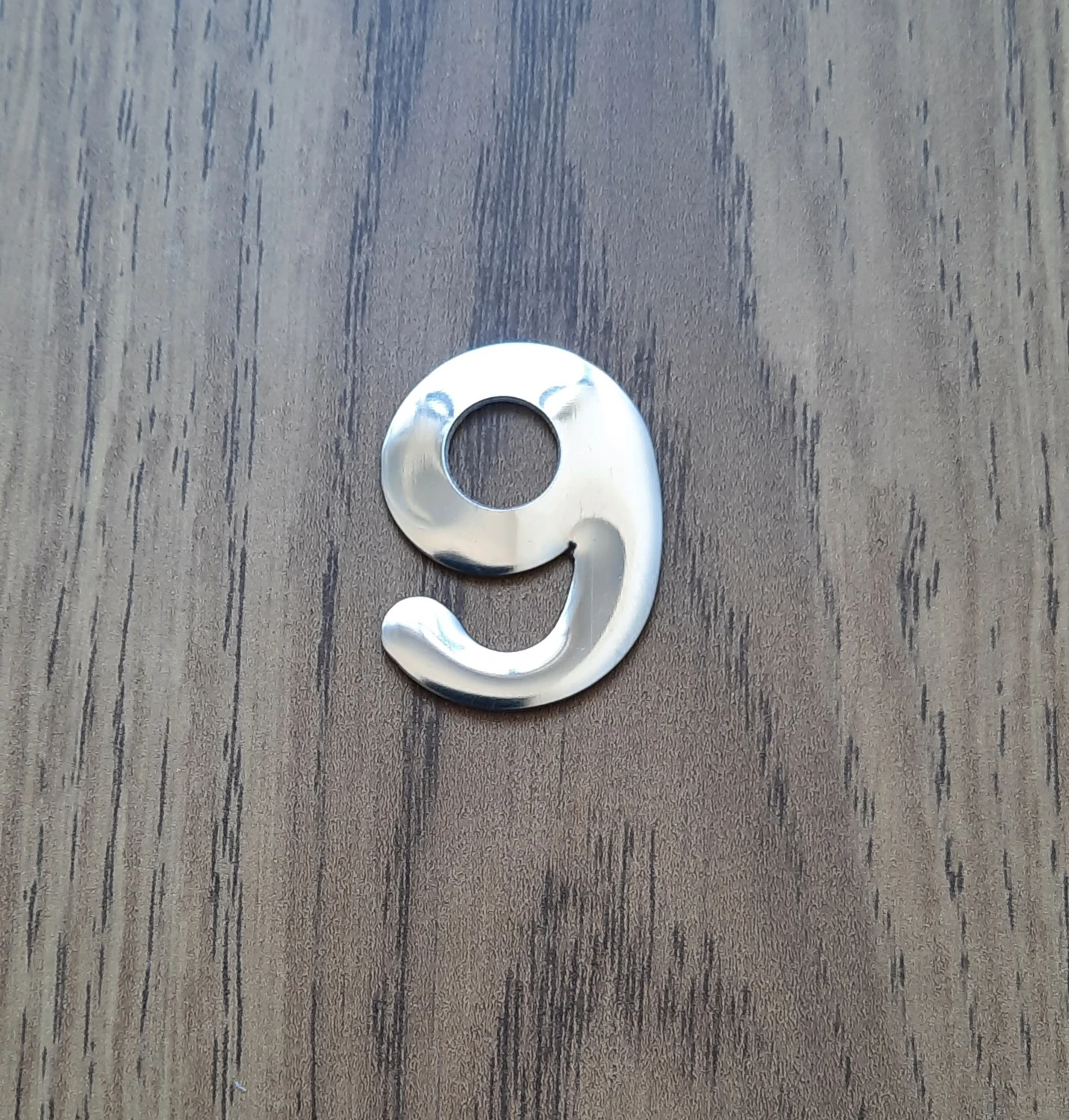 Kapı Numarası 4.2 cm No:9 Kendinden Yapışkanlı Krom Metal Dolap,ayakkabılık,raf,posta Kutu Numarası