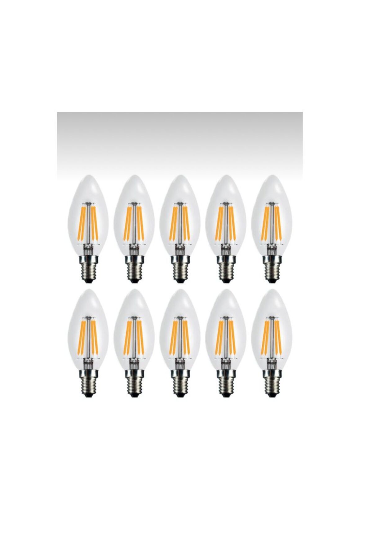 10 Adet Gün Işığı Renk Düz Buji Ampul E14 Duy