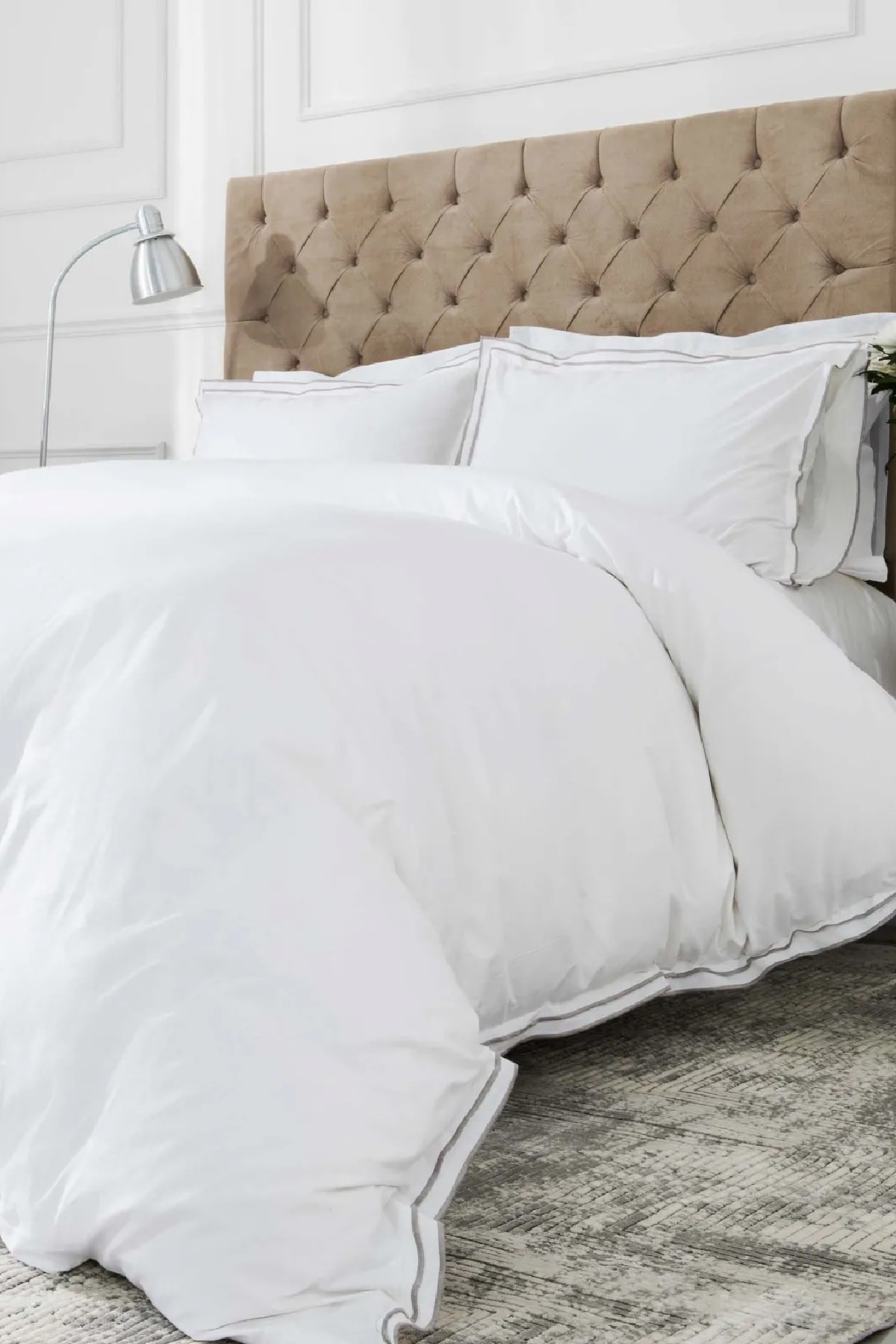 White Collection Victorie Gri Pikolu Percale Çift Kişilik Nevresim Takımı