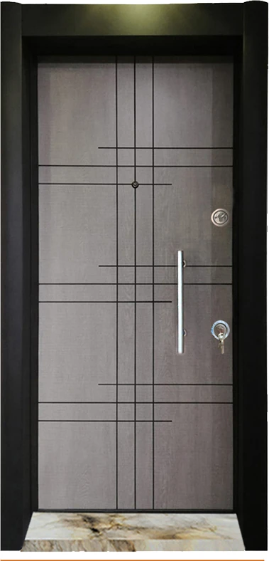 Ahşap Desenli Çelik Kapı Daire Giriş Kapısı Sol Açılım Tırnaklı Sistem