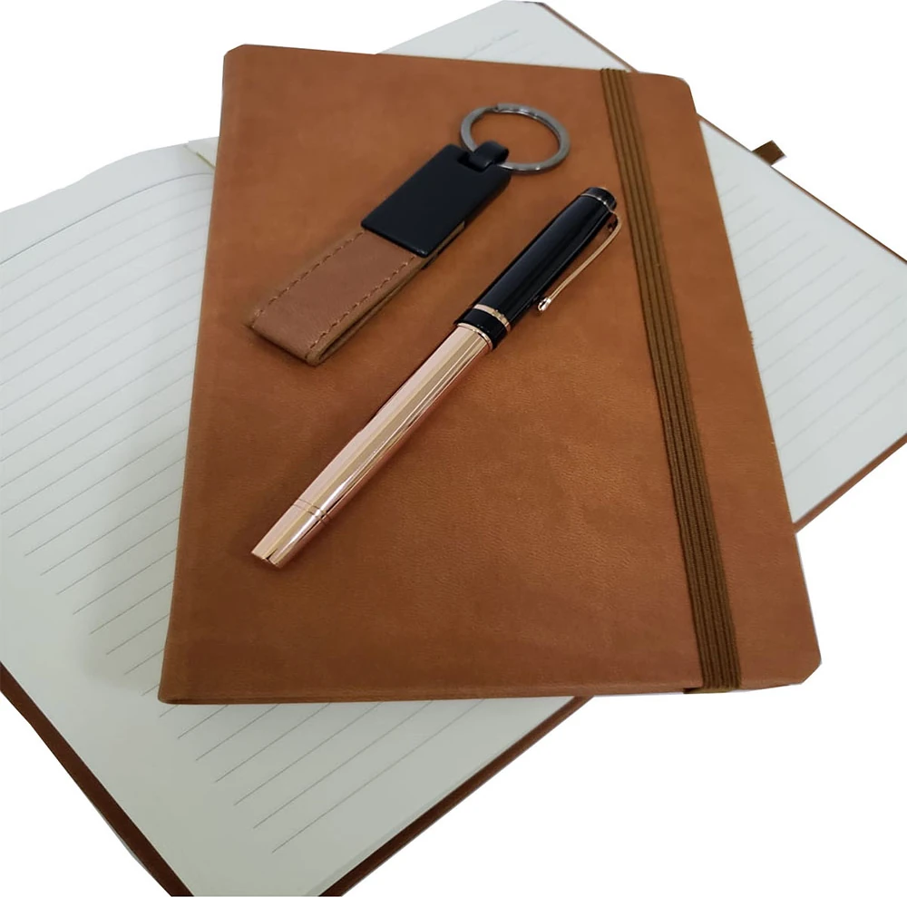 Özel Taba Rengi Vip Kalem Defter ve Anahtarlık Seti