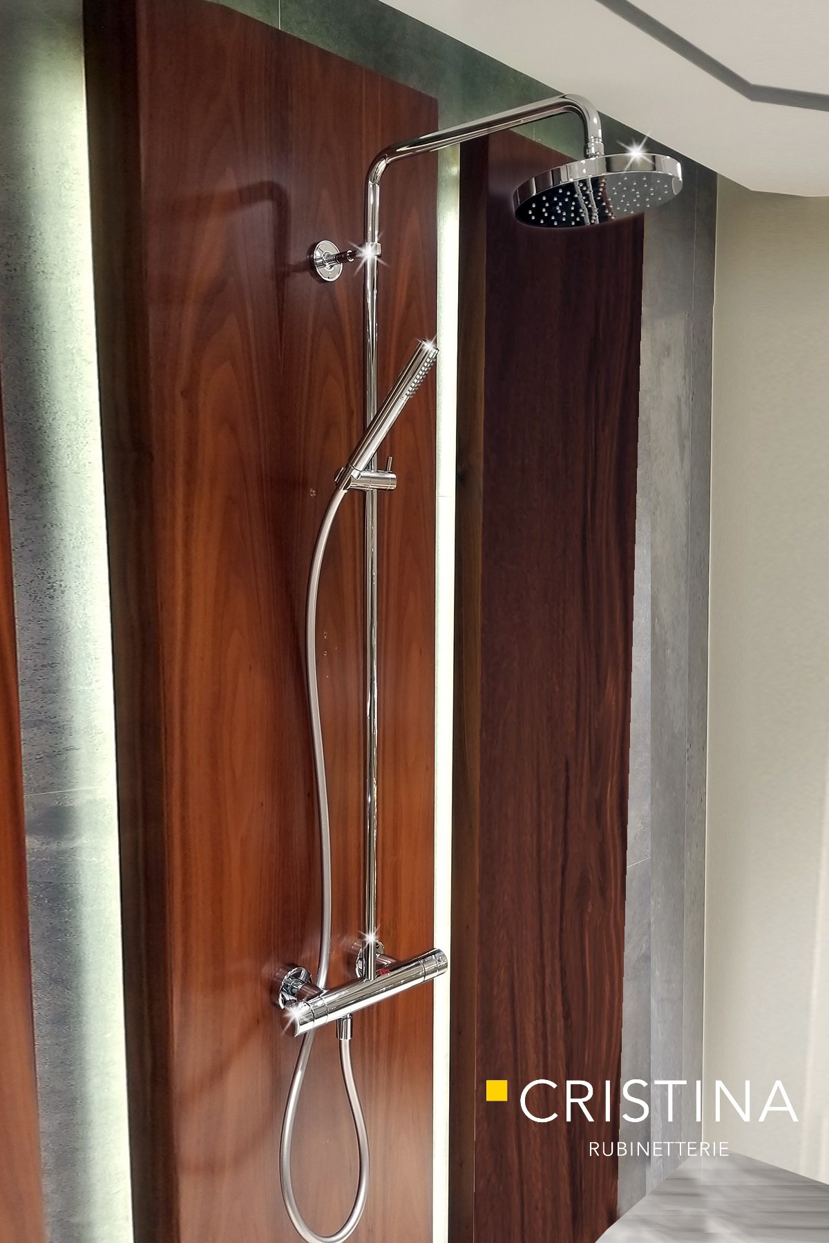 Crıstına Trıcolore Verde Termostatik Duş Seti Chrome