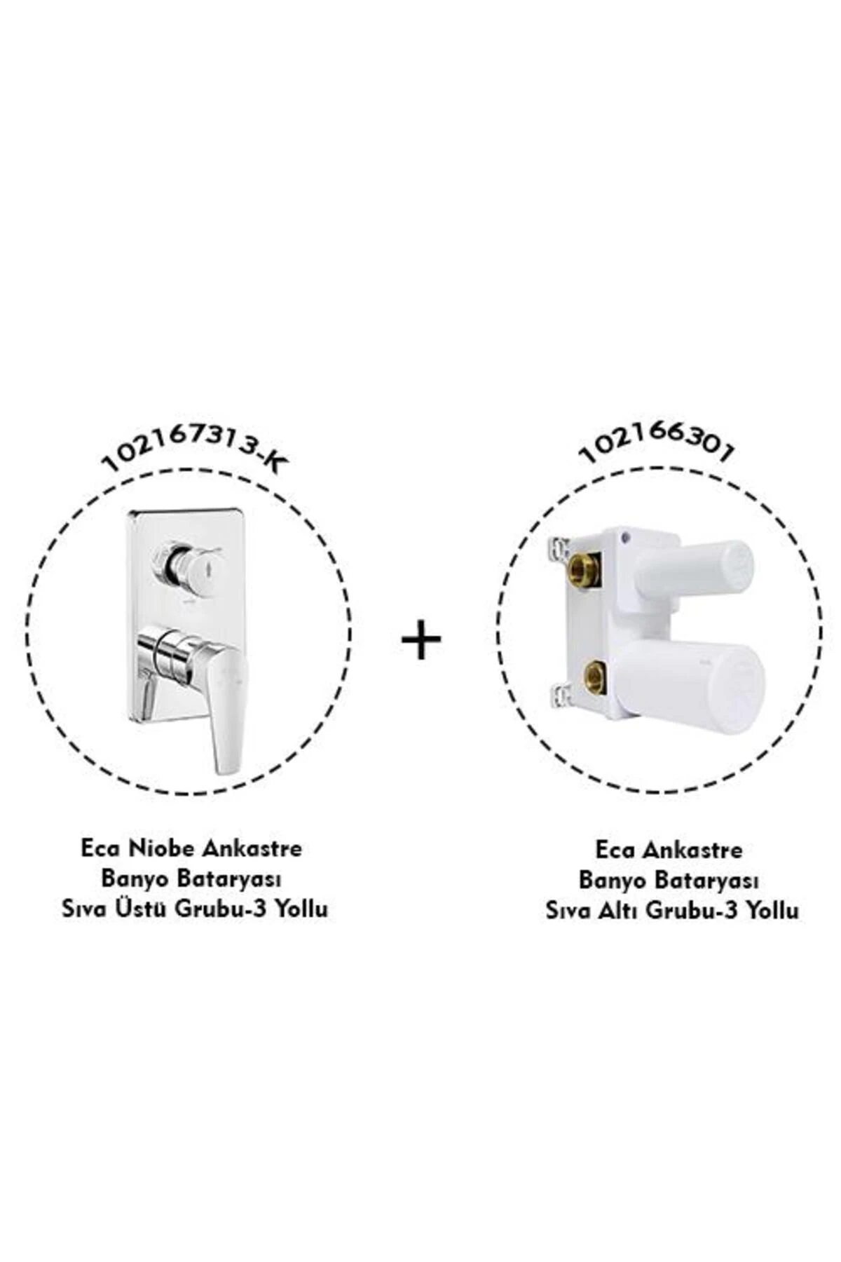 Niobe Ankastre Banyo Bataryası 2 Parça Set / 3 Yollu (102167313-K+102166301)