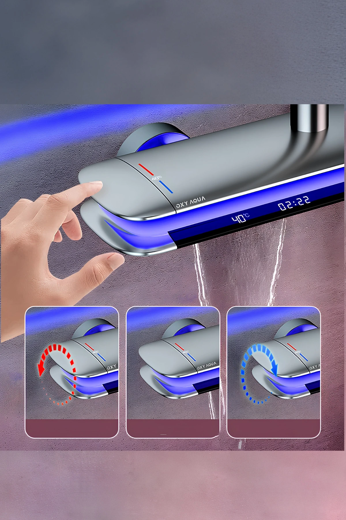 Premium Dijital Led Göstergeli Piano Robot Duş Seti - Piyano Tepe Duş Seti