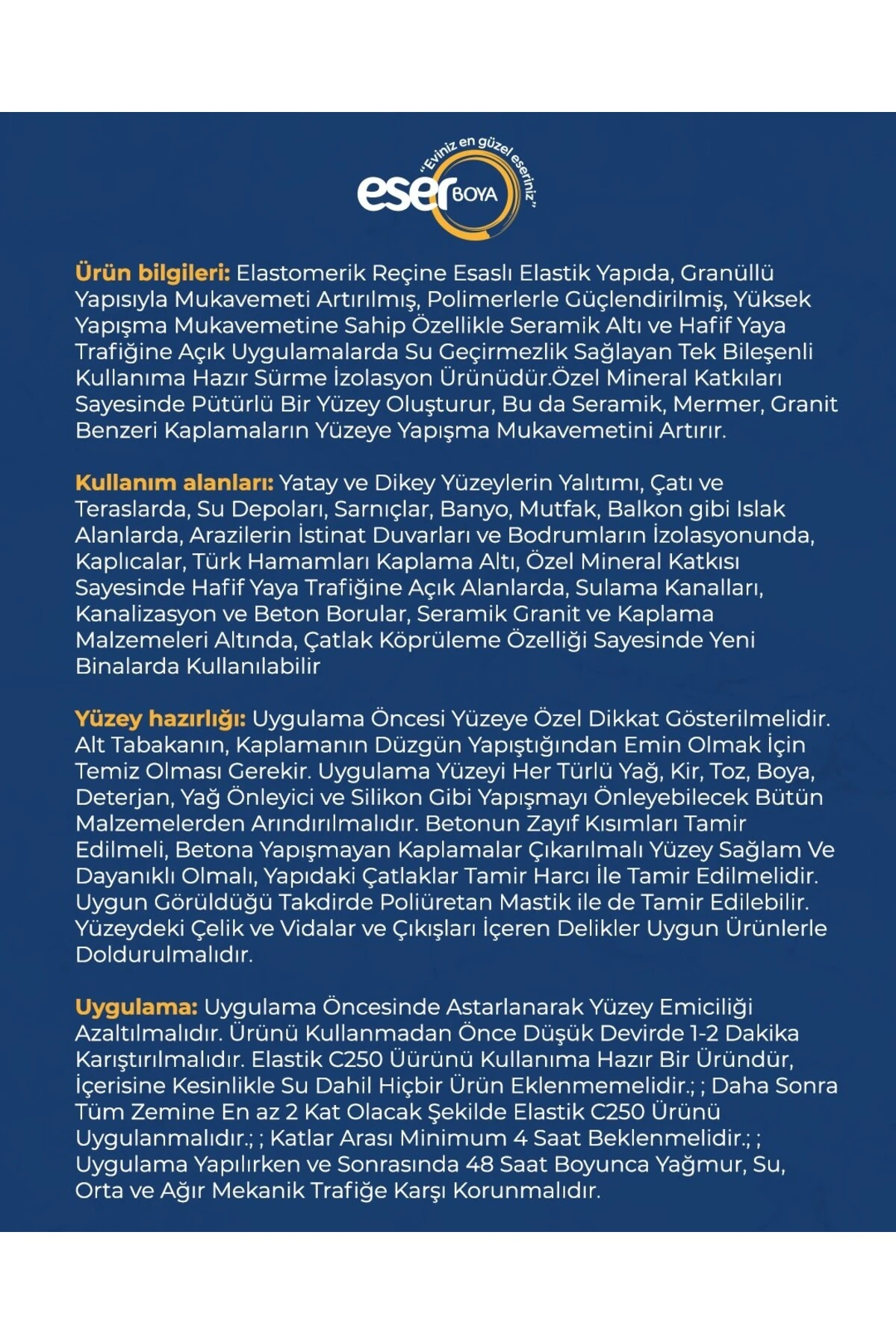Elastik C250 Granüllü Yapısıyla Mukavemeti Artırılmış Mükemmel Su Yalıtım Boyası 18 kg