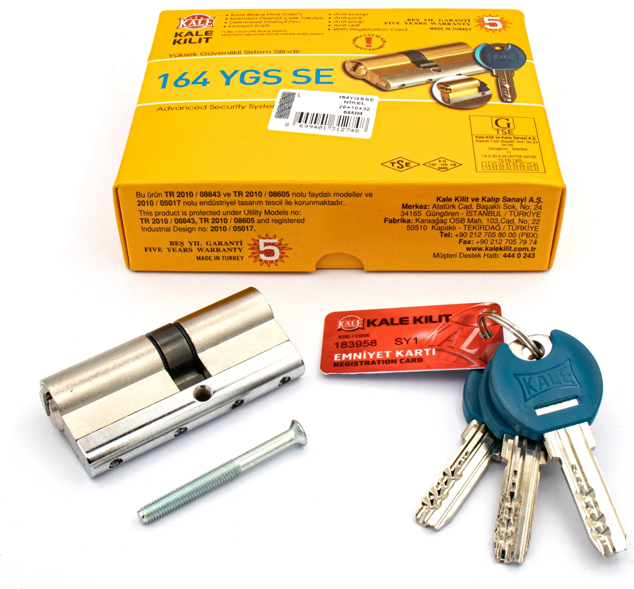 164 Ygs Se 68 mm Çelik Takviyeli Bilyalı Barel Yüksek Güvenlikli Sistem Silindir