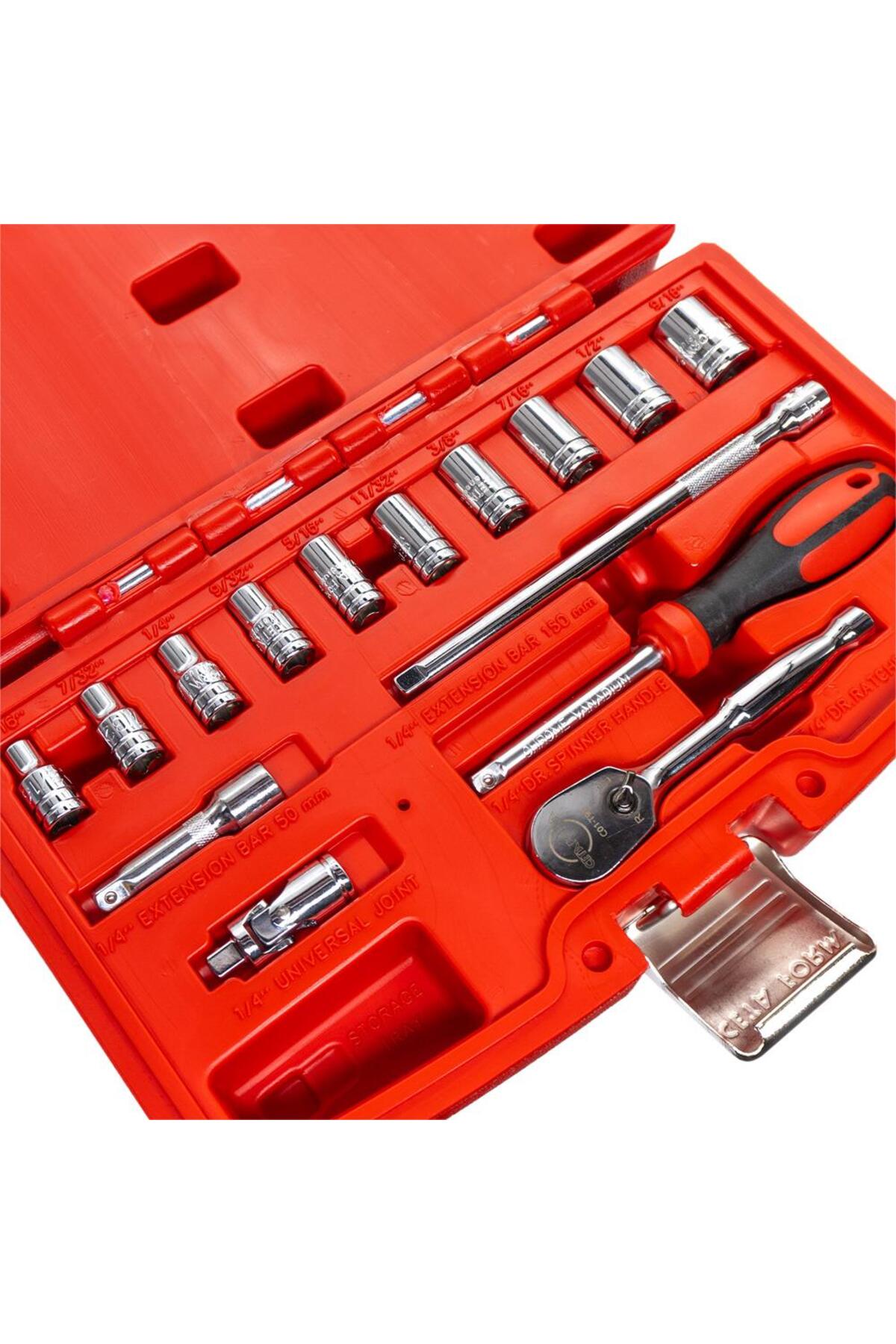 C00A-15PBT 12 Köşe SAE (İnç) Lokma Takımı 1/4” - 15 Parça