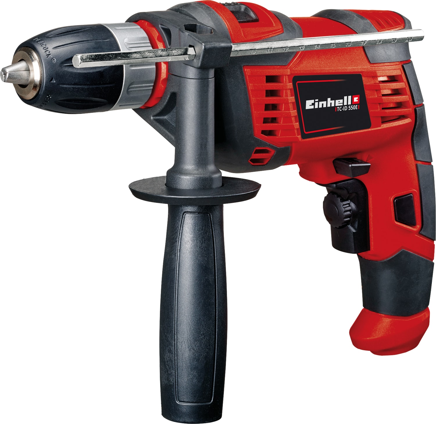 Darbeli Matkap TC-ID 550 E (550 W, elektronik devir ayarı, devir ön seçimi, sağ/sol dönüş, metal derinlik mesnedi, yardımcı tutma kolu) - 4258621