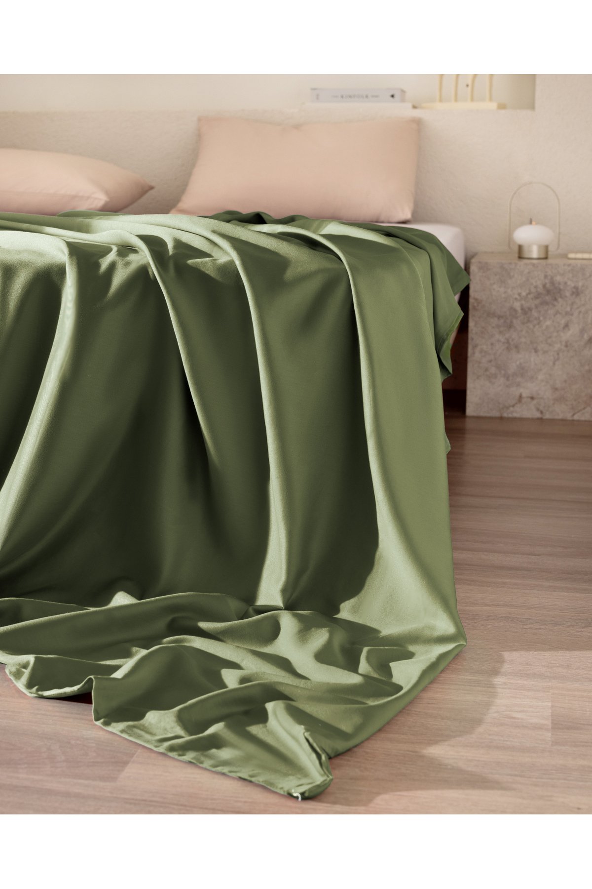 Ciel King Size %100 Pamuk Saten Nevresim - Haki