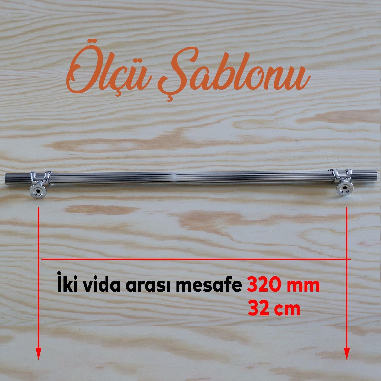 Emir Kulp Krom 320 mm - 32 cm Metal Mobilya Mutfak Çekmece Dolap Kapak Kulbu