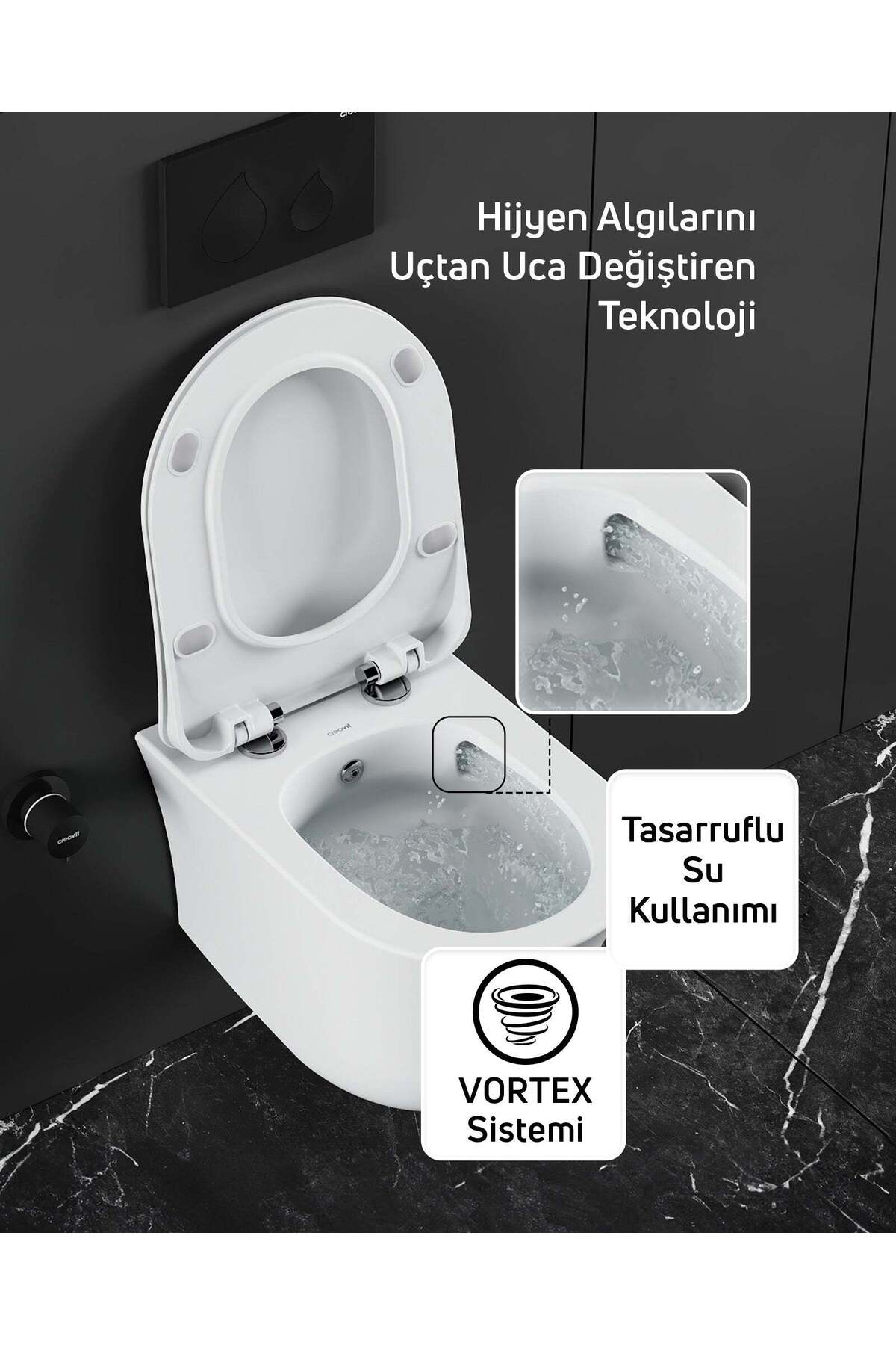 Nora Vortex Asma Klozet ve Kapak Seti