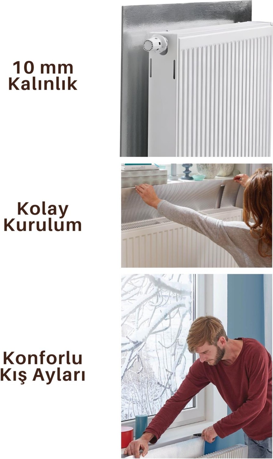 8 Adet Kalorifer Radyatör Arkalığı Isı Yalıtımı Levhası Petek Arkası Alüminyum Folyo Izolasyon Plaka