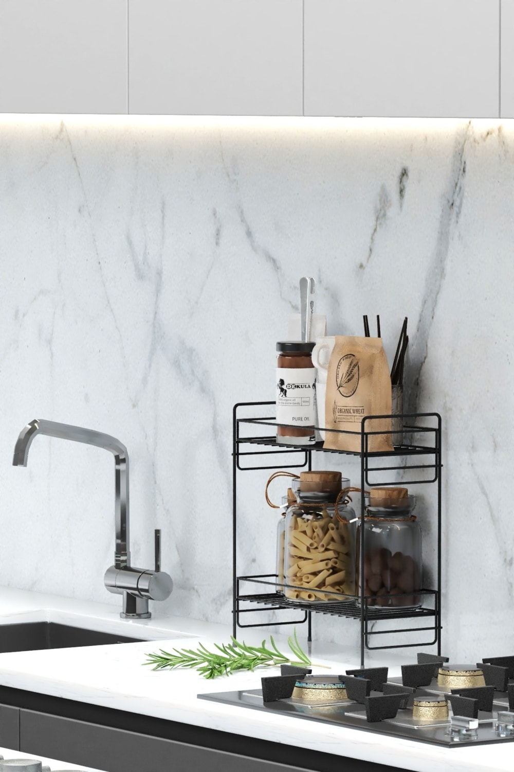 2 Katlı Evye Tezgah Altı Raf Banyo Mutfak Dolabı Çok Amaçlı Düzenleyici Deterjanlık Organizer