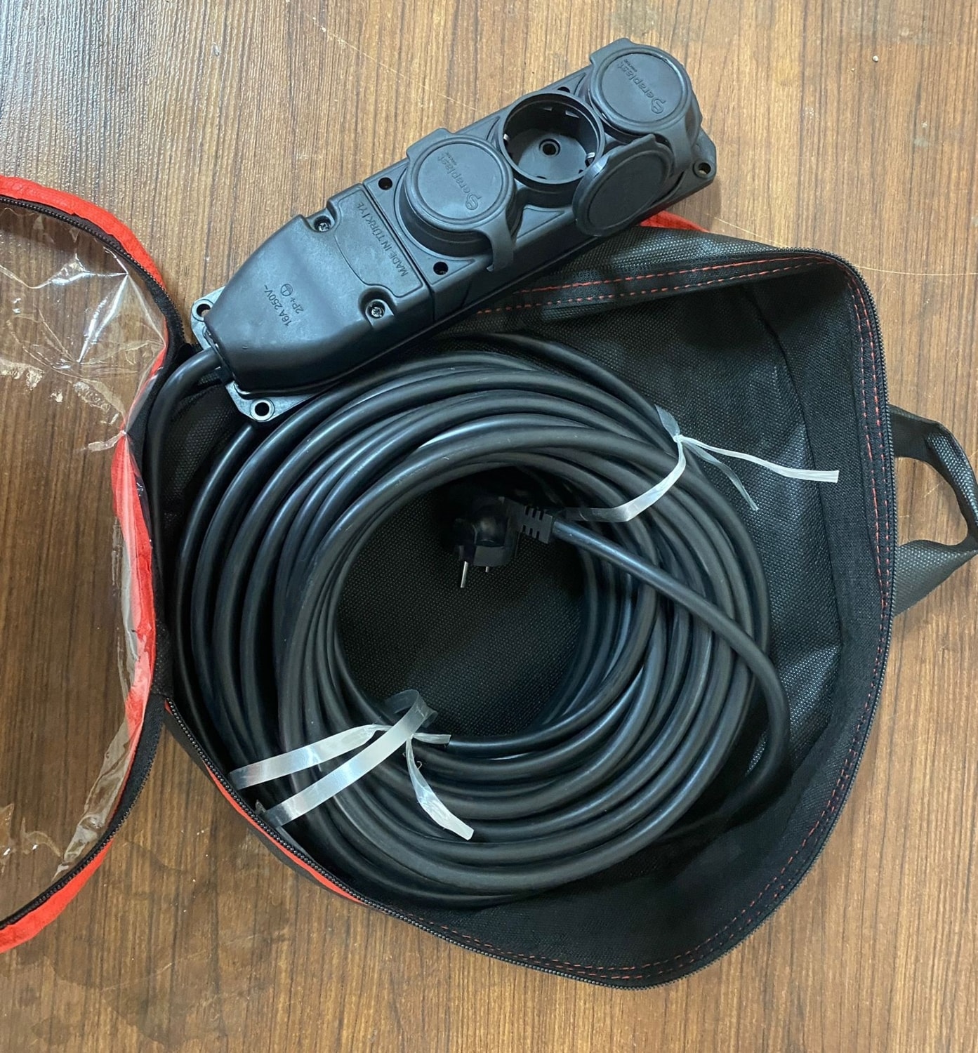 20 Metre - Çantalı Model - 3 Lü Priz 3x2.5mm Elektrik Seyyar Kablosu - Uzatma Ara Kablo Kauçuk Priz