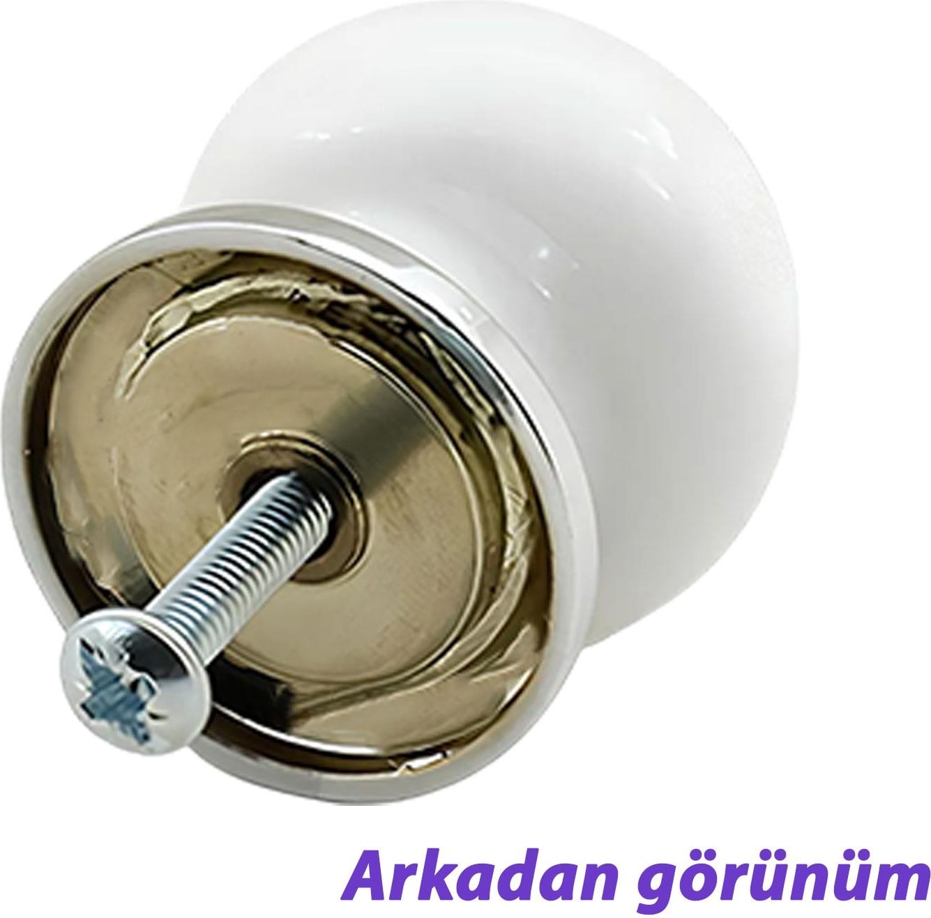 15 Adet Menekşe Kulp Beyaz Polimer Düğme Kulp Krom Tablalı Mobilya Mutfak Dolabı Çekmece Kulbu
