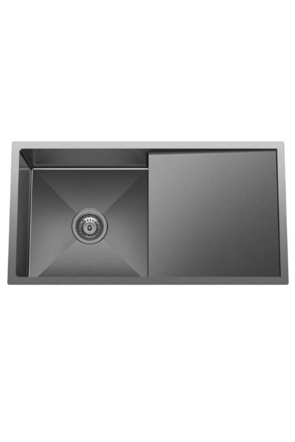 Elegante Paslanmaz Çelik Damlalıklı El Yapımı Mutfak Evyesi Siyah 3mm Kalınlık 86x45cm Eviye