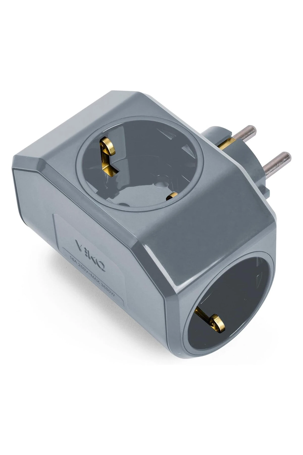 Viko Yonca Plus Gri Üçlü Topraklı Priz