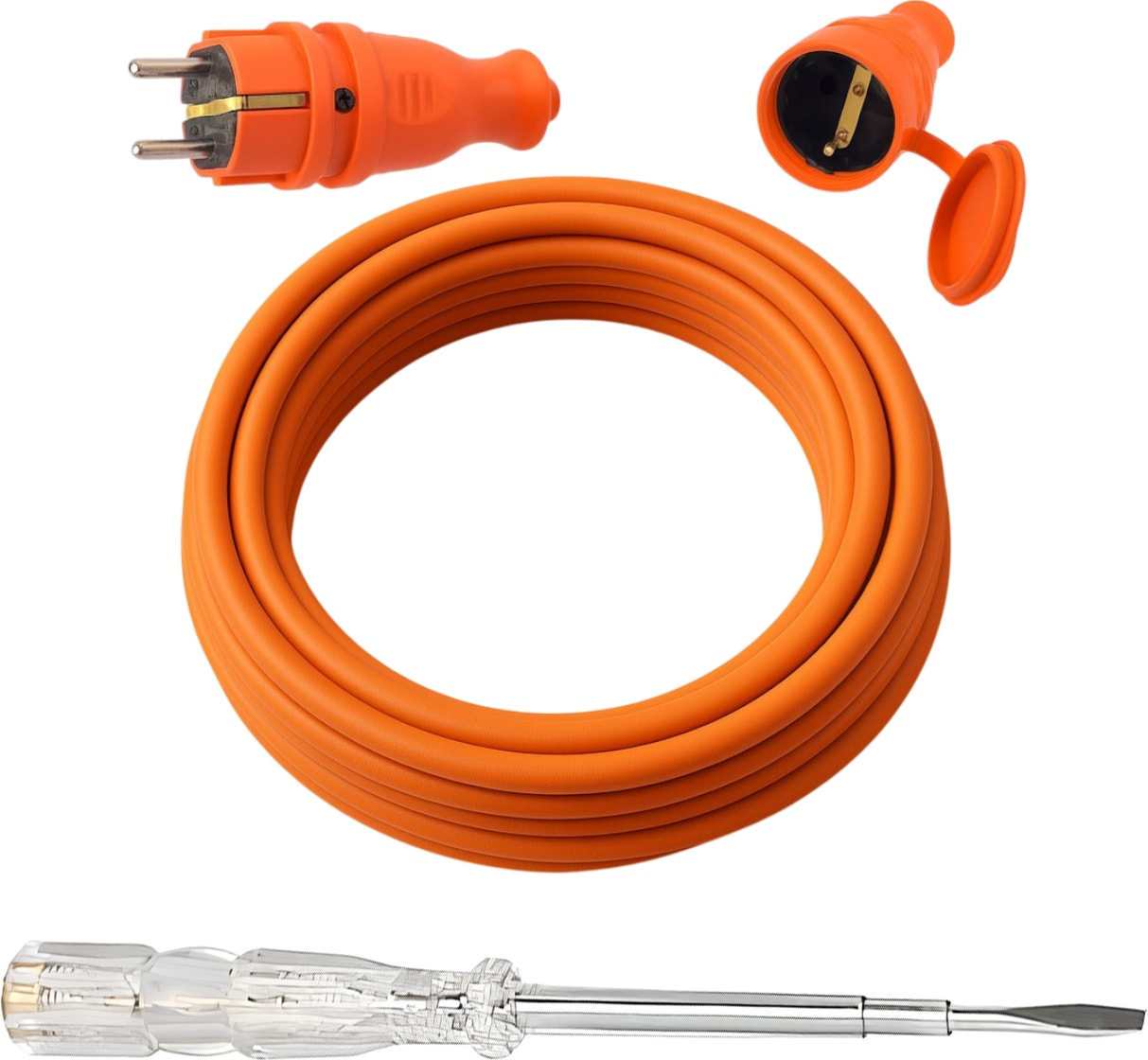 Seyyar 5 Metre Uzatma Kablosu Ttr Cca Çok Telli 3x2.5 mm Elektrik Kablo Kontrol Kalem Dişi Erkek Fiş