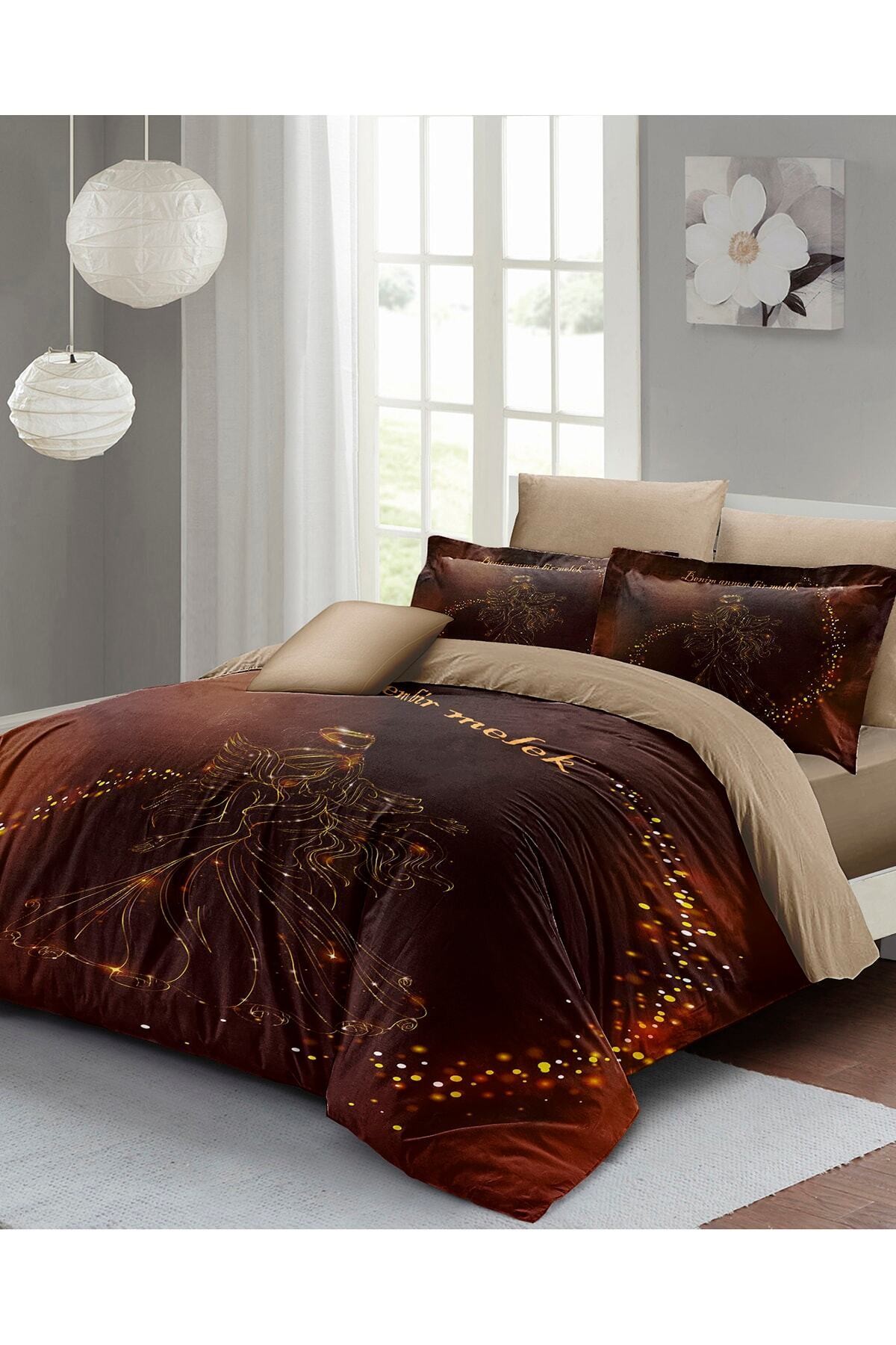 Kıng Sıze Anneler Günü Çift Kişilik Nevresim Takımı %100 Pamuk Saten Melek Annem 220x240cm