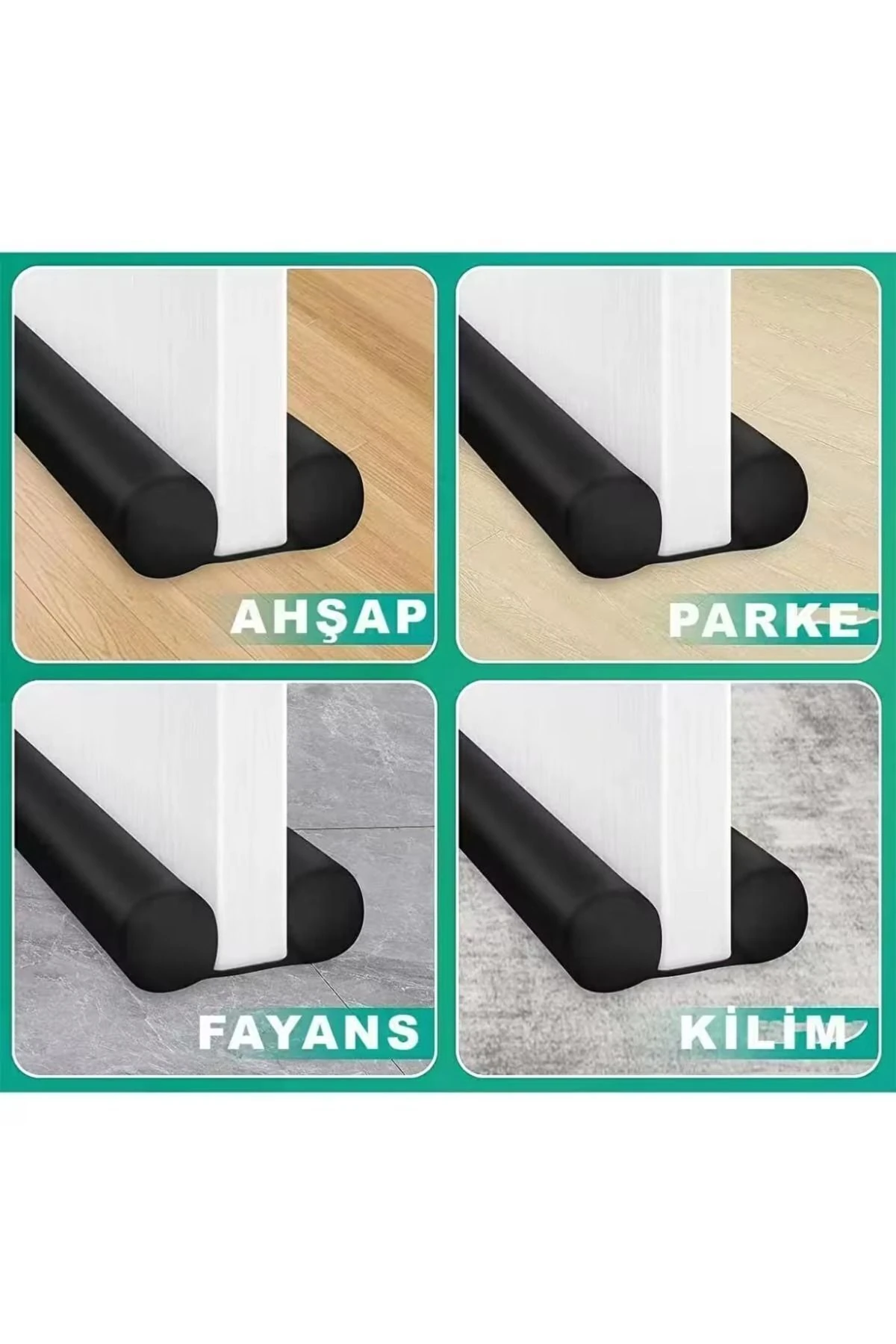 3'lü Kapı Altı İzolasyon Bandı, Isı, Toz ve Soğuk Önleyici Siyah Renkli