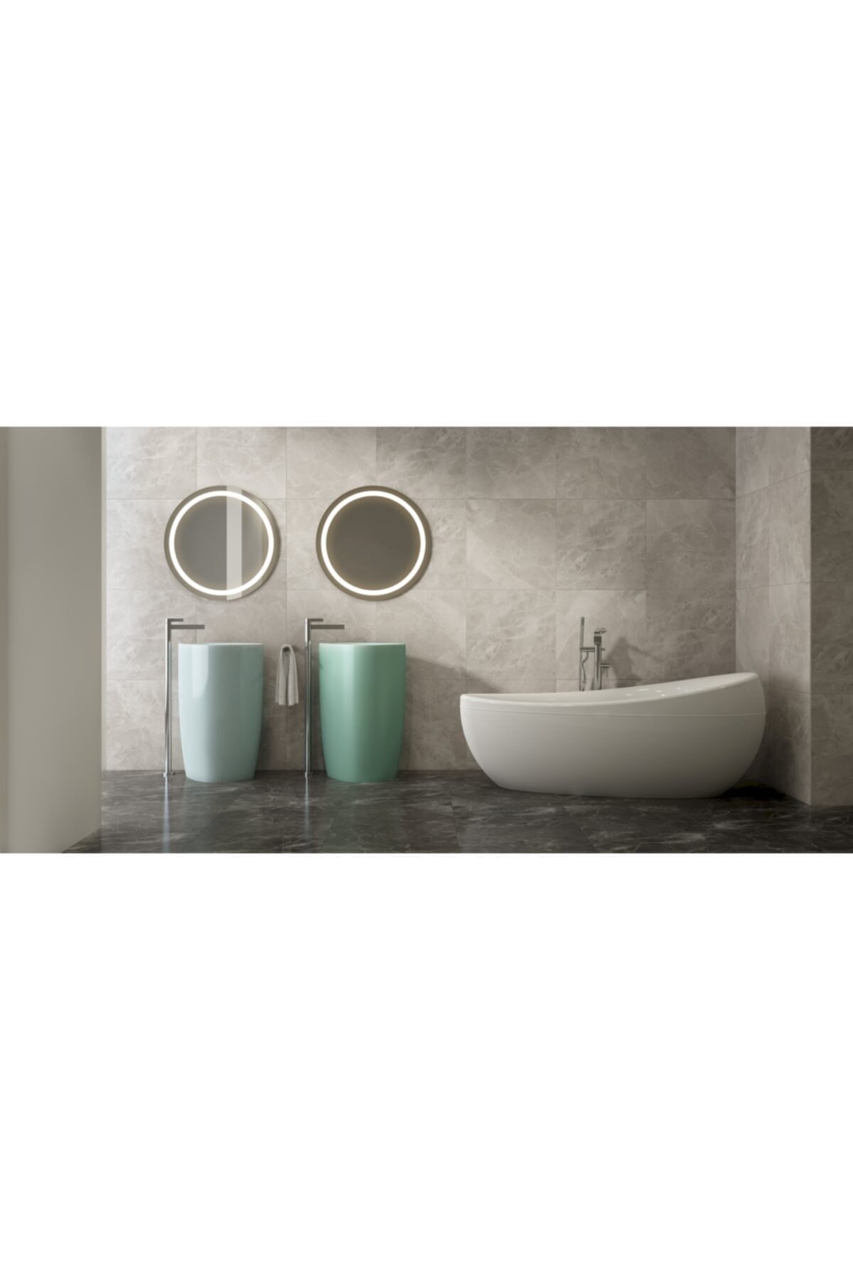 Etna Monoblok Lavabo Armatür Delikli Mat Mint Yeşil 1337-033-0126