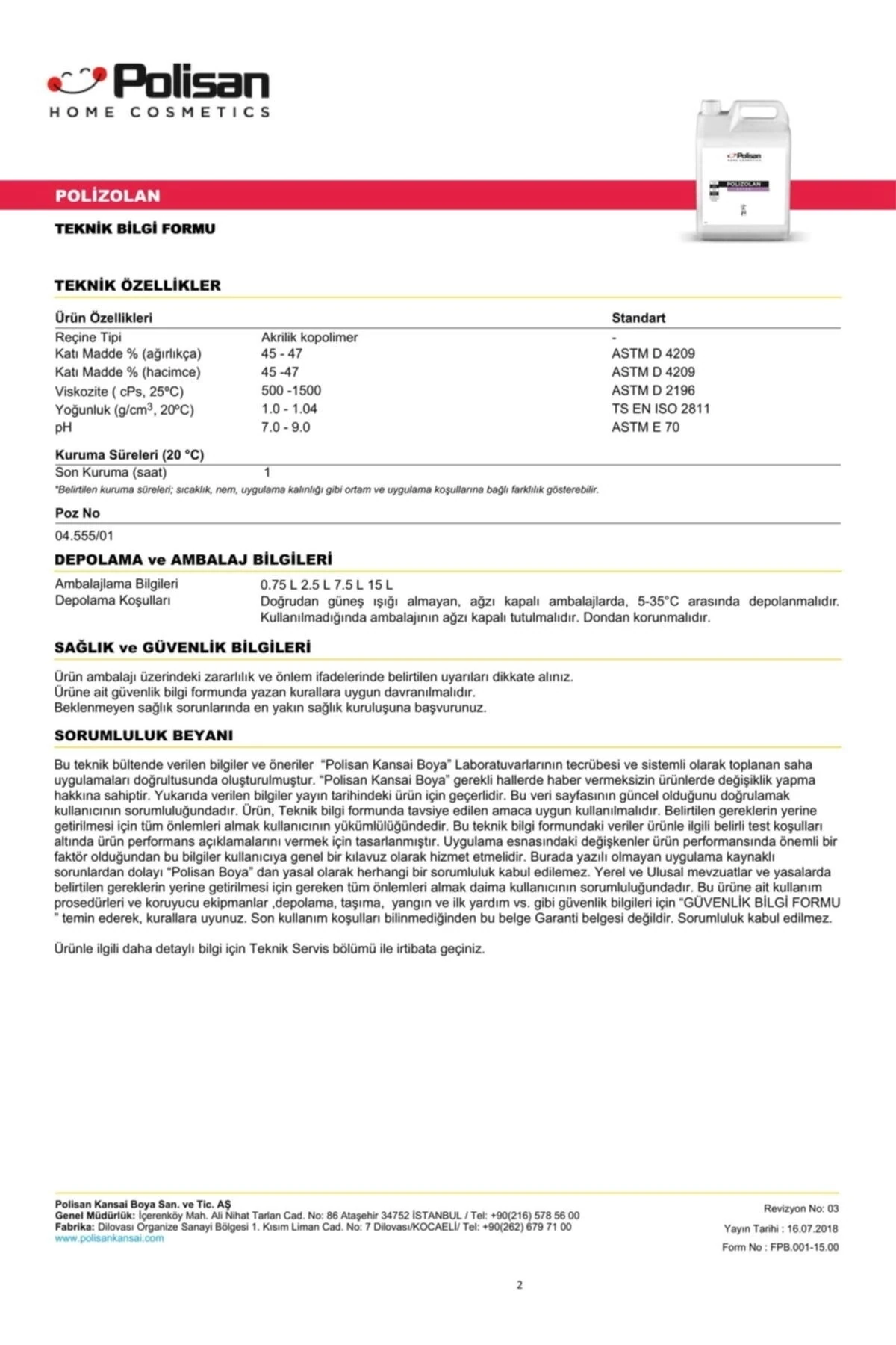 Polizolan Iç Ve Dış Cephe Astar 2,5 Lt.