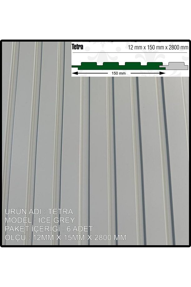 Mdf Duvar Paneli ve Duvar Lambrisi ve Vestiyer Tv Ünistesi Paneli 15X280 İCEGREY 6'LI