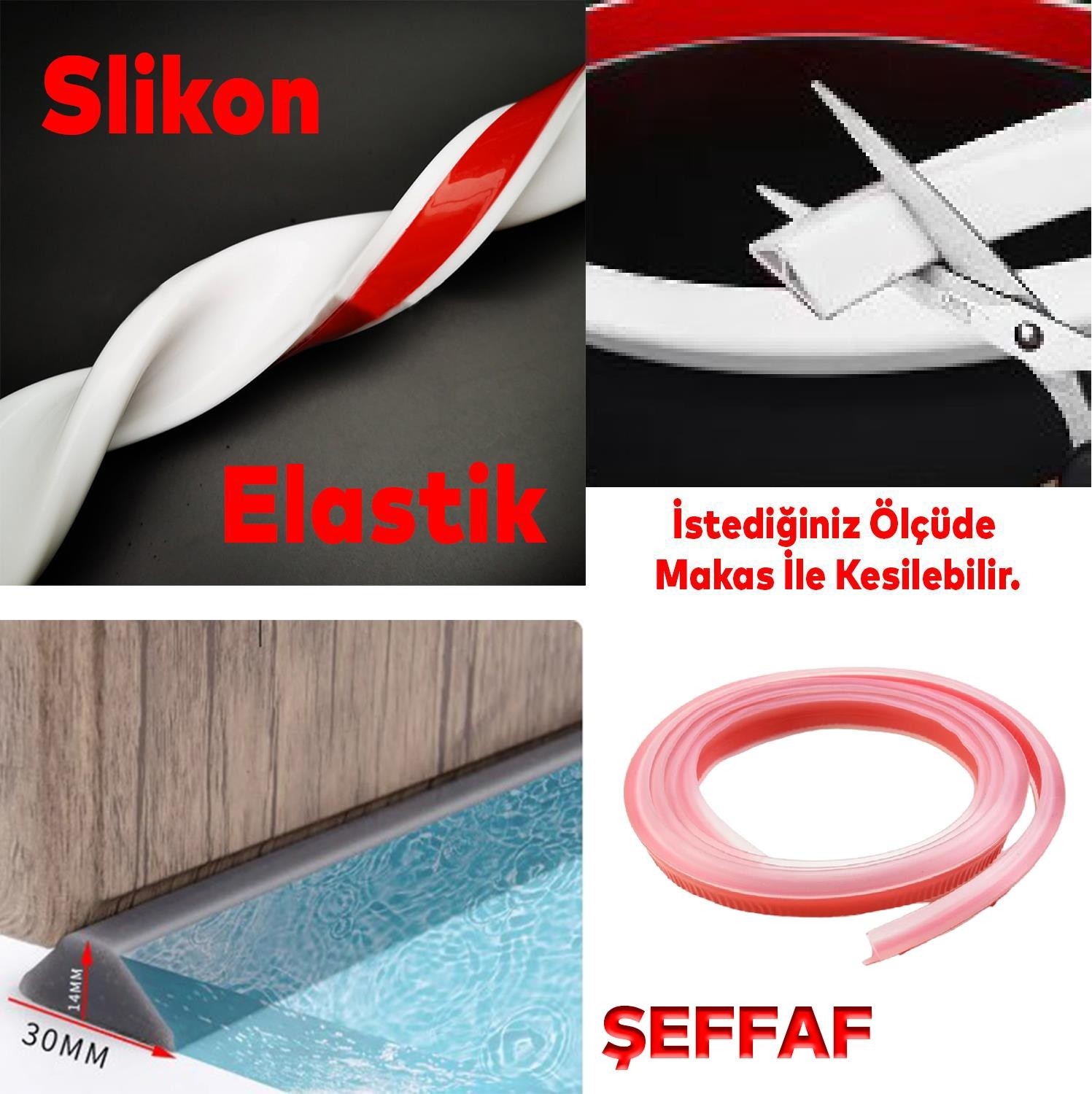 Su Bariyeri Kapı Altı Sızdırmaz Su Tutucu Yapışkanlı Silikon Bant Izolasyon Yalıtım Bandı (2 Metre)